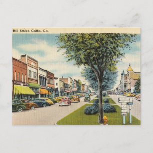 Vintage, Hill Street, Griffin, Georgia Postcard