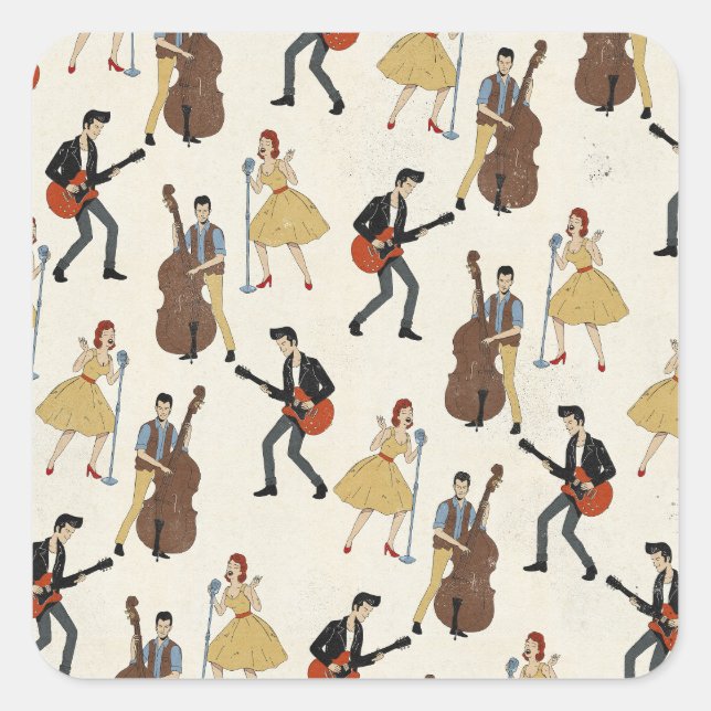 Vintage Hillbill Rockers Square Sticker (Front)