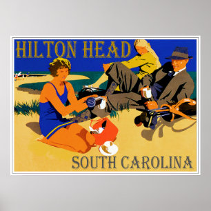 Vintage Hilton Head Beach Scene Poster