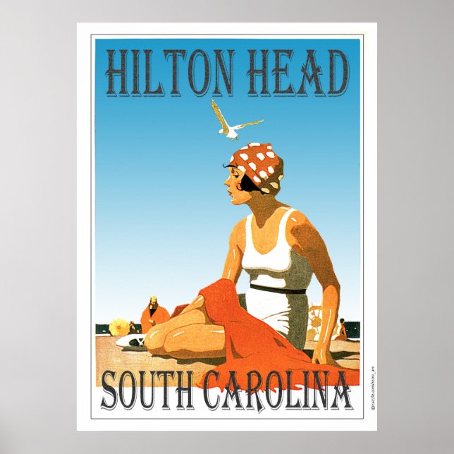 Vintage Hilton Head Beach Scene Poster (Front)