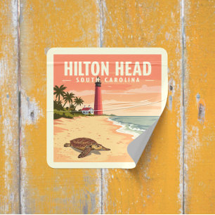 Vintage Hilton Head South Carolina Square Sticker