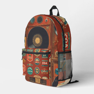 Vintage Hip-Hop Print Cut Sew Backpack