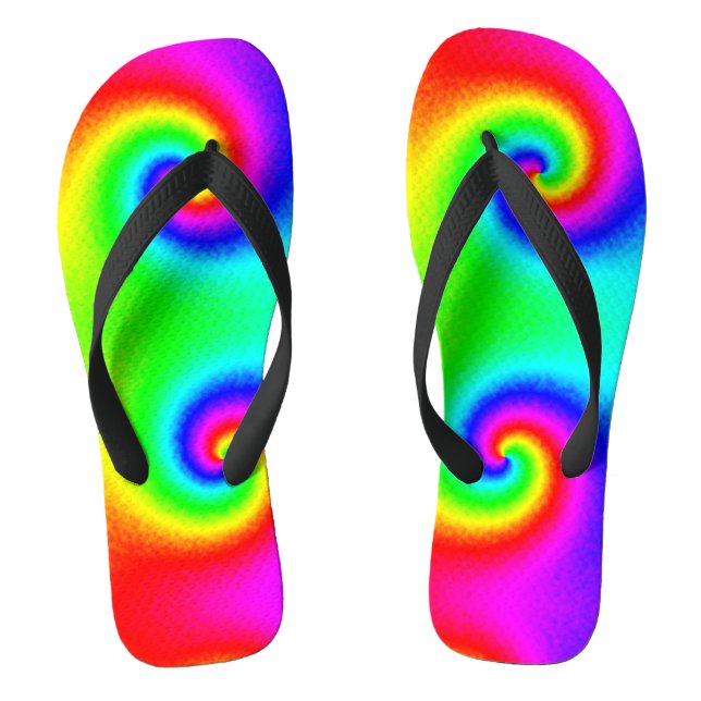 Vintage Hippie Boho Tie Dye Psychedelic Twirl Jandals (Footbed)
