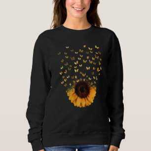 Vintage Hippie Girl and Butterflies Sunflower Wome Sweatshirt