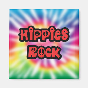 Vintage Hippies Rock Tie Dye Magnet
