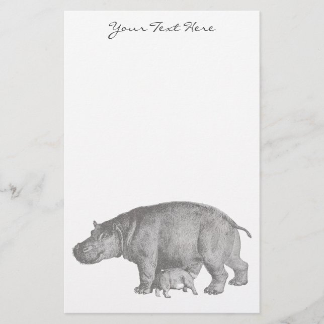 Vintage Hippo Stationery (Front)