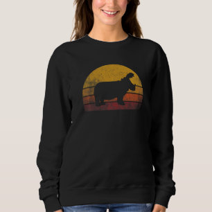 Vintage hippopotamus Retro Sunset Hippo Sweatshirt