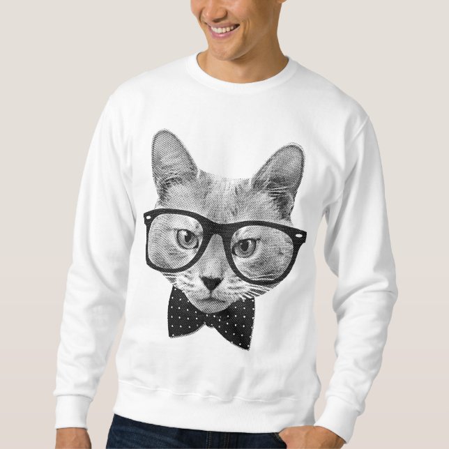 Vintage hipster cat sweatshirt (Front)