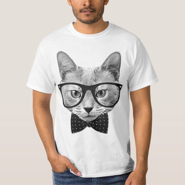 Vintage hipster cat T-Shirt (Front)