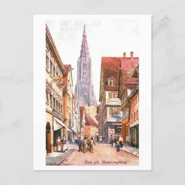Vintage Hirschgasse, Ulm, Germany Postcard (Front)