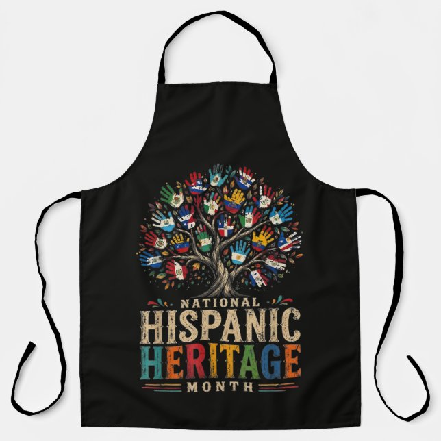 Vintage Hispanic Heritage Month Tree of Unity Apron (Front)