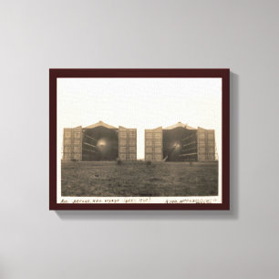 Vintage historic airship, Cardington airship sheds Canvas Print