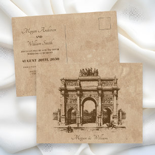 Vintage historic architecture wedding postcard