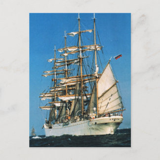 Vintage historic ships, Sedov, Russian Postcard