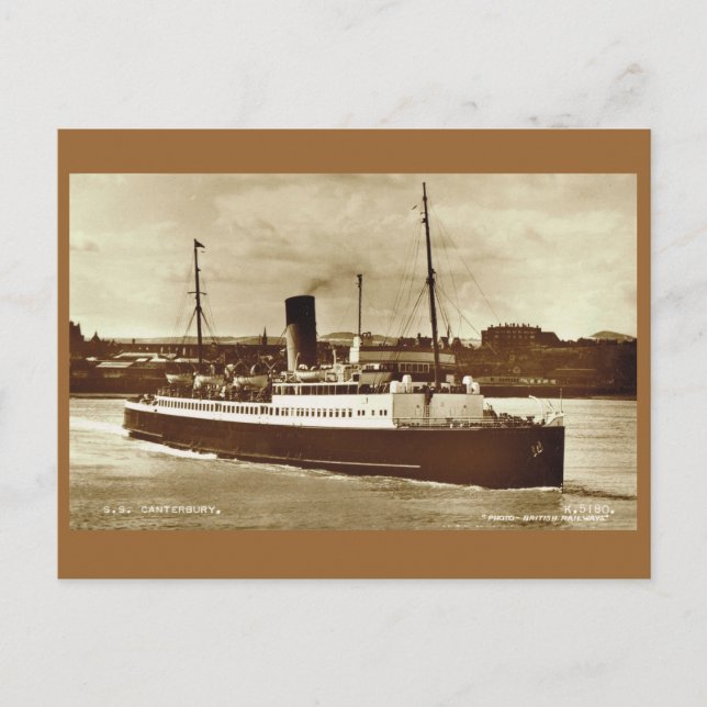 Vintage historic ships,  "SS Canterbury" Postcard (Front)