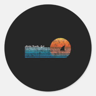 Vintage Hobie Beach Retro 80s Shark Fin Sunset  Classic Round Sticker