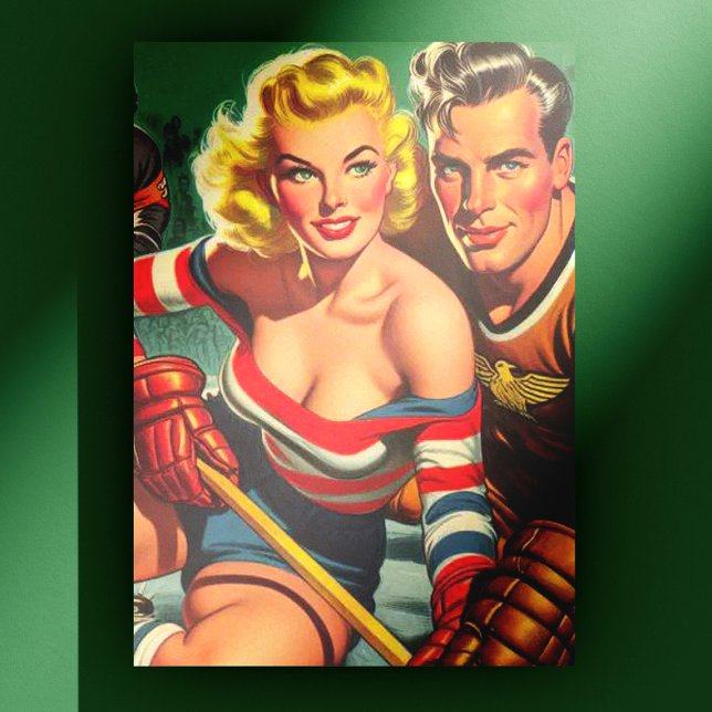 Vintage Hockey Girl Postcard (Creator Uploaded)