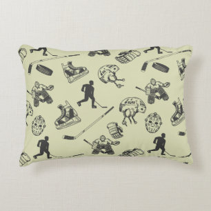 Vintage Hockey Pattern Decorative Cushion