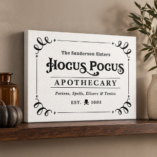 Vintage Hocus Pocus Apothecary Black and White Canvas Print