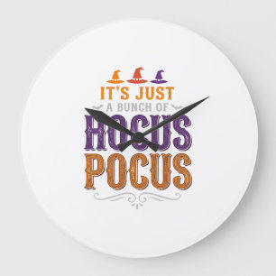 Vintage Hocus Pocus Halloween Typography Design_1 Large Clock
