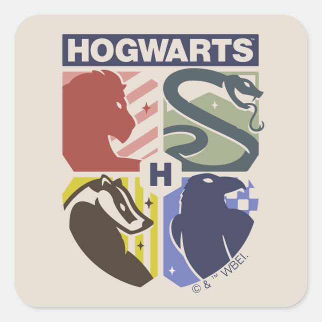 Vintage HOGWARTS™ Stamped Crest Square Sticker (Front)