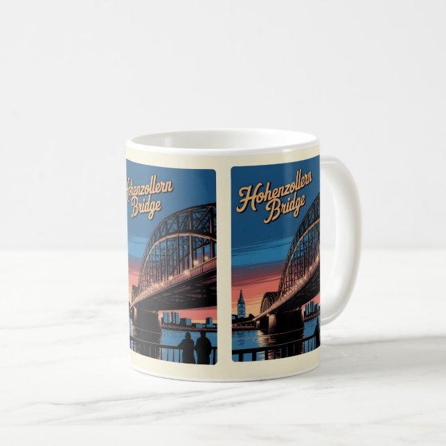 Vintage Hohenzollern Bridge cologne germany gift Coffee Mug (Front Right)