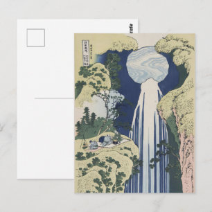 Vintage Hokusai Amida Waterfall Woodblock Art Postcard
