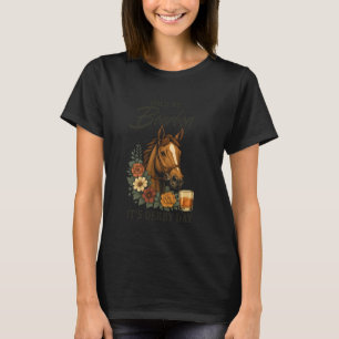 Vintage Hold My Bourbon Its Derby Day Dad Horse Ra T-Shirt
