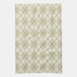 Vintage Holiday Argyle Kitchen Towel Gift