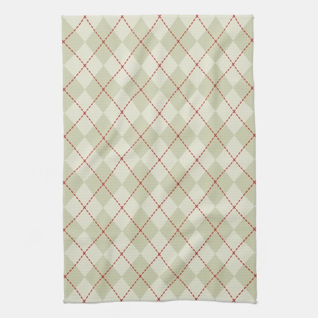 Vintage Holiday Argyle Kitchen Towel Gift (Vertical)