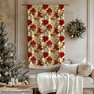 Vintage Holiday Blanket Classic Floral Christmas