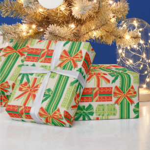 Vintage Holiday Bow Pattern Design Wrapping Paper
