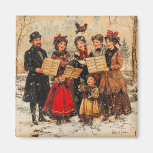 Vintage Holiday Carolers Magnet