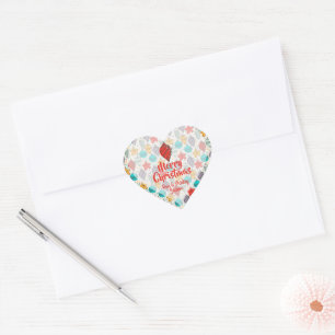 Vintage Holiday Christmas Tree Ornaments Heart Sticker