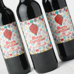 Vintage Holiday Christmas Tree Ornaments Wine Label<br><div class="desc">Vintage Christmas tree ornaments in red, gold, purple, turquoise and mint and your greeting and personalisation in chic lettering, these wine labels are perfect to put on your bottles to serve at your Christmas dinner party or to give as gifts. Red ornament is printed at the top but can be...</div>