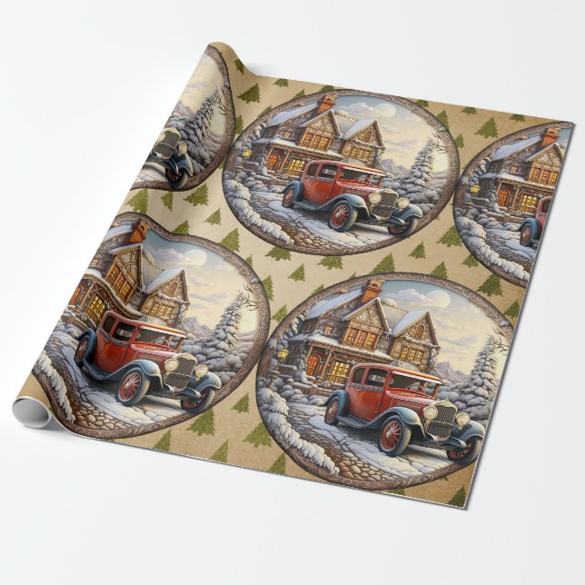 Vintage Holiday Christmas Wrapping Paper (Unrolled)