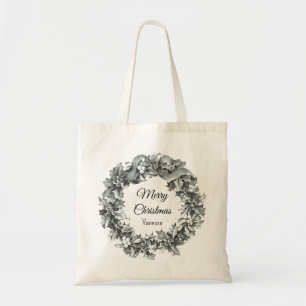 Vintage holiday Christmas wreath custom stylish Tote Bag