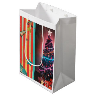 Vintage Holiday Collage Design Medium Gift Bag