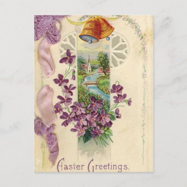Vintage Holiday Easter Greeting Postcard (Front)