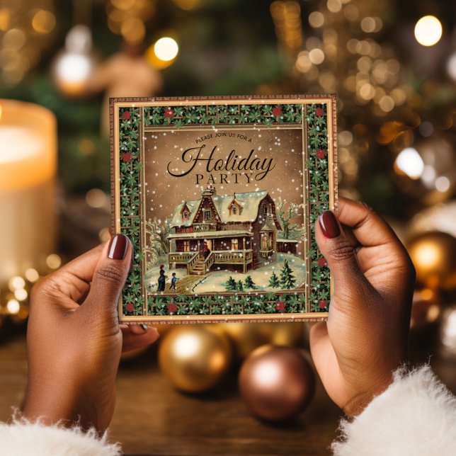 Vintage Holiday Home Party Invitation (Creator Uploaded)