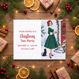 Vintage Holiday Hostess Christmas Tea Party Invitation
