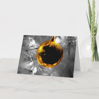 Vintage Holiday Ornament Ball Gold Card