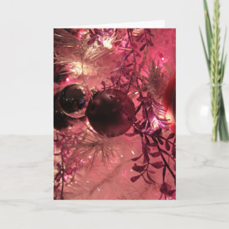 Vintage Holiday Ornament Ball Pink Card