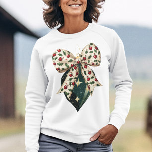 Vintage Holiday Ornament with Cute Bow  Tri-Blend Shirt