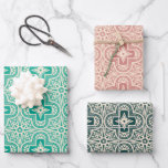 Vintage Holiday Quatrefoil Wrapping Paper Sheet<br><div class="desc">This festive,  abstract gift wrap set features a quatrefoil design with a sketchy,  hand drawn look,  in off-white,  with a different coloured background on each sheet.</div>