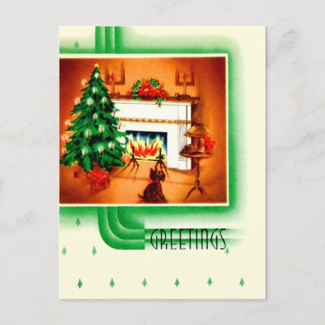 Vintage Holiday Scottie Postcard (Front)