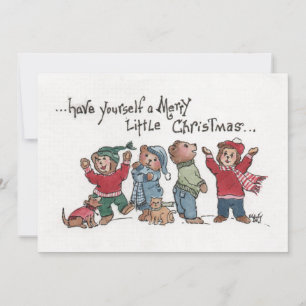 Vintage  Holiday Singing Cubs acrylic caricature  Card