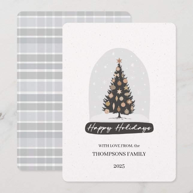 Vintage Holiday Tree Holiday Card (Front/Back)