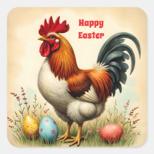 Vintage Holiday Trendy Easter Collection Square Sticker