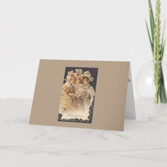 Vintage Holiday Women Victorian Christmas Card (Front)